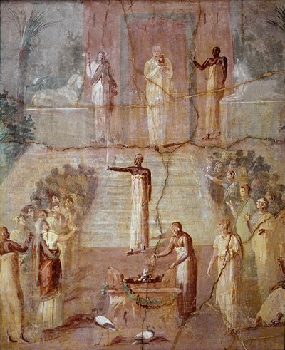 Isiac Ceremony、c.60-80 AD（フレスコ画） 作： Roman