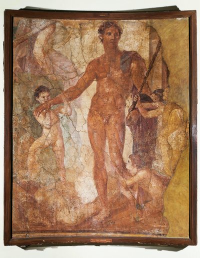 イタリア、カンパニア、エルコラーノ大聖堂、ミノタウロスを殺すテセウス (フレスコ画) 作： Roman