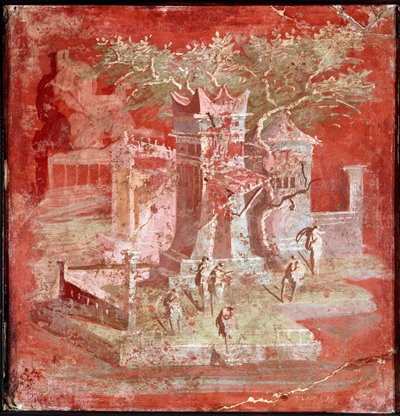 榕樹のある風景（フレスコ画 作： Roman