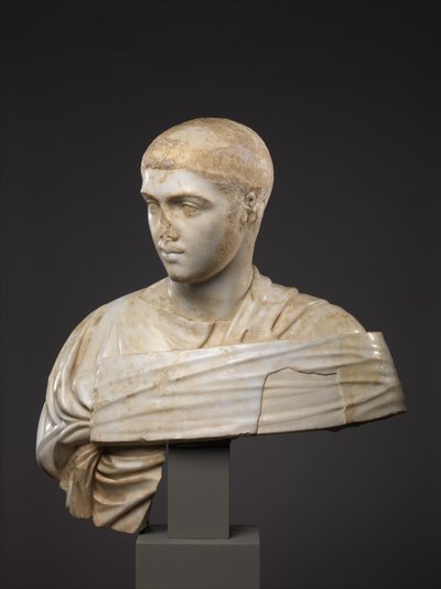 セウェルスアレクサンダーの大理石の肖像画の胸像、西暦230〜235年（大理石） 作： Roman