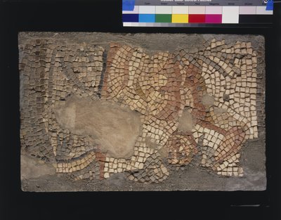 メナンドロスの家のモザイク、ゼウス、3〜4世紀（石灰岩と大理石のテッセラ） 作： Roman