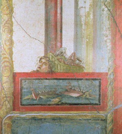 イタリア、ポンペイ、海軍の場面（フレスコ画 作： Roman