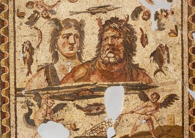 オーシャヌスとテティス トルコ、ハルビエの古代ダフネのモザイクローマ文明、紀元4世紀 作： Roman