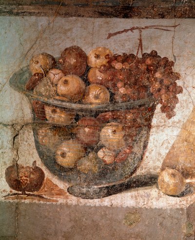 ニンフの間のパンの音楽家、細部（フレスコ画 作： Roman