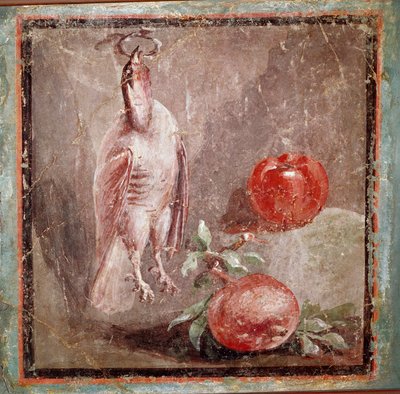 ウズラとザクロ（フレスコ画 作： Roman