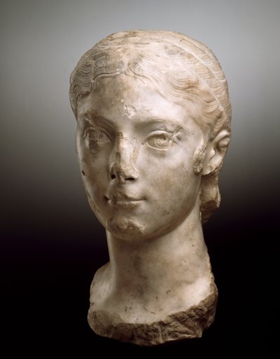 プラウティラの肖像画の頭、AD 203-05（大理石） 作： Roman