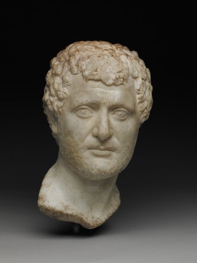 男の肖像画の頭、cAD 130-145（大理石） 作： Roman