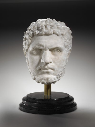ローマ帝国の皇帝カラカラの肖像、西暦211-17年（大理石） 作： Roman