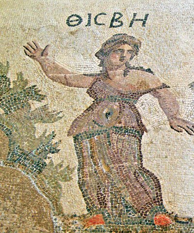 ピラミッドとシスベ、シスベの詳細、ディオニュソスの家、パフォス、キプロスのモザイク 作： Roman