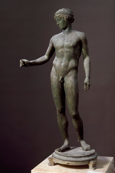 ローマの美術ギリシャの原型に倣ったブロンズ彫刻「エフェベ」 ポンペイ出土 作： Roman