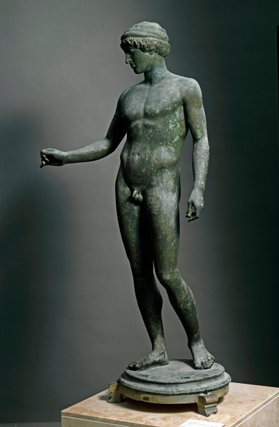 ローマの美術ギリシャの原型に倣ったブロンズ彫刻「エフェベ」ポンペイ出土 作： Roman