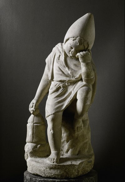ローマ時代のアート。"眠る奴隷 "の彫刻。紀元前1世紀。ローマ、ナツィオナーレ・ロマーノ美術館-ローマ美術。眠る若い奴隷。大理石 作： Roman