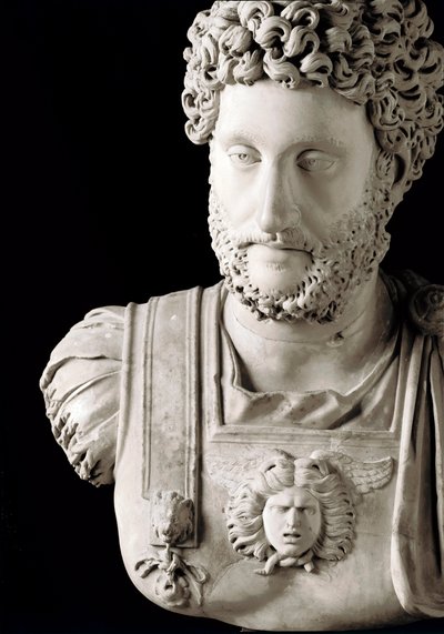 ローマのアート"ローマ皇帝コモドゥス（161-192）" 大理石の胸像 - Musei Capitolini ローマ - 皇帝コモドゥス（161-192）の胸像 - 大理石の彫刻 - Musei Capitolini, ローマ, イタリア 作： Roman