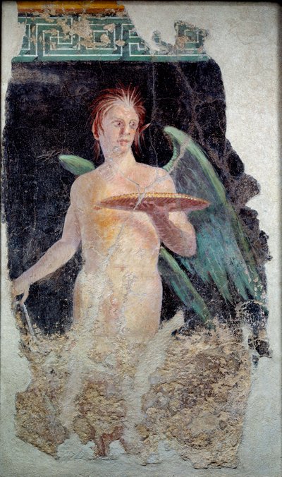 ローマ美術：ポンペイの精霊の翼のフレスコ画-紀元前1世紀末-パリ、ルーヴル美術館 作： Roman