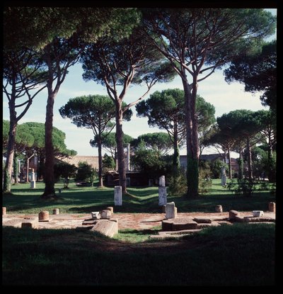 ローマ美術：オスティアのマセルム（マルケ広場）遺跡の風景 作： Roman