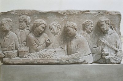 納税の場面を描いたローマ時代の葬儀用ステーブル、ドイツ、ノイマゲン・ドロン 作： Roman