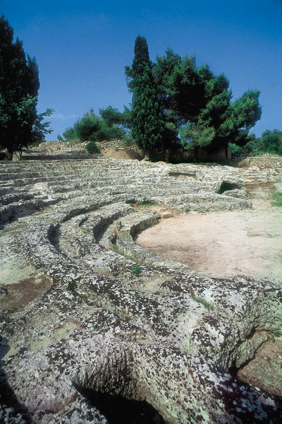 ポレンティアのローマ遺跡、円形闘技場の詳細、アルクディア、マヨルカ、スペイン 作： Roman