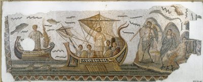 ローマ時代のアンティーク。"船に乗ったユリシーズはセイレーンの歌に抵抗する"（Odyssee d