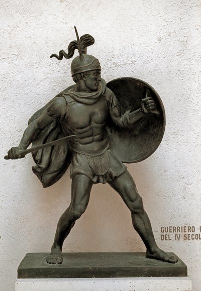 ローマ美術：ローマ戦士のブロンズ像。紀元前4世紀。ローマ、ローマ市民博物館（Museo della Civilta romana 作： Roman