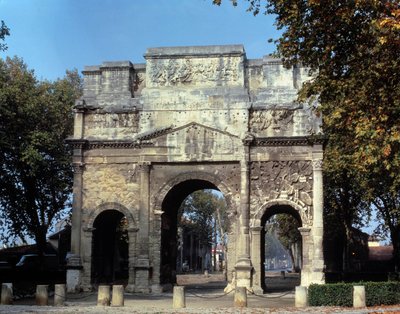ローマ美術：凱旋門またはマリウス凱旋門の風景 作： Roman