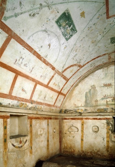 ローマ美術：カイヴァノの墓の様子。紀元100〜150年。ナポリ、ナチス考古学博物館 作： Roman