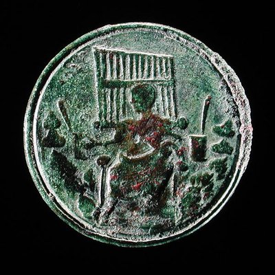 オルガンを描いたローマのコイン（ブロンズ 作： Roman