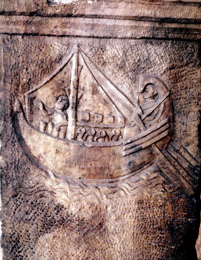 ローマの輸送船。紀元2世紀の低レリーフ JCローマ国立博物館 作： Roman
