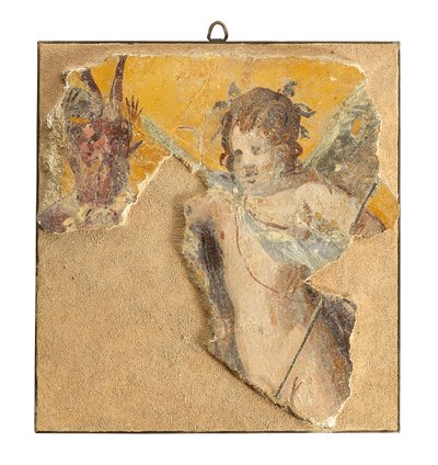 ローマの壁画の断片、紀元前 1 世紀頃 (フレスコ画) 作： Roman