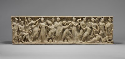 3世紀後半のミューズとサイレンの間のコンテストでの石棺（大理石） 作： Roman