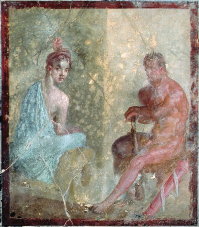 ポンペイ、イタリア（フレスコ画）「座っているカップル 作： Roman