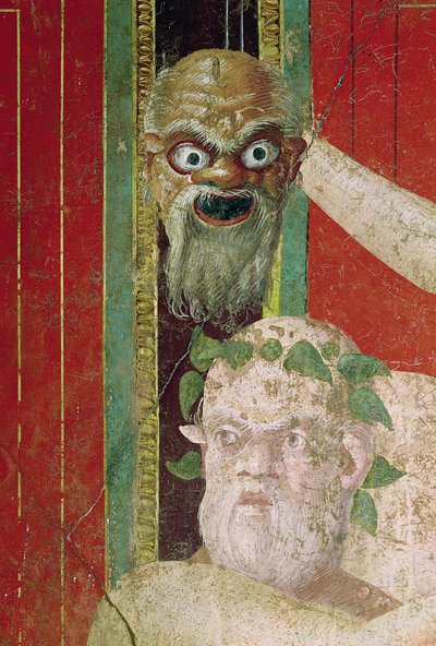 シレヌスのマスクである高齢者のシレヌスの頭、東の壁、Oecus 5、紀元前60-50 作： Roman