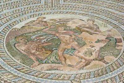 テセウスとミノタウロス、テセウスの家、パフォス、キプロス（モザイク） 作： Roman