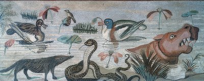 牧神の家（カサデルファウノ）のナイル川の動物、ポンペイ 作： Roman