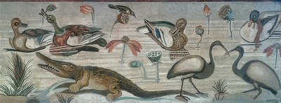 牧神の家（カサデルファウノ）のナイル川の動物、ポンペイ 作： Roman