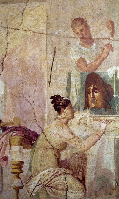 悲劇的な詩人の勝利、女優の詳細（フレスコ画 作： Roman
