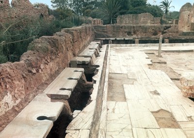 ハドリアヌス浴場の一部である可能性のある共同トイレの眺め、西暦127年頃 作： Roman