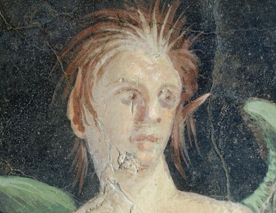 翼のある天才 イタリア、カンパニア州、ボスコレアーレ、プブリス・ファンニウス・シニストのヴィラのフレスコ画の断片 詳細、ローマ文明論 作： Roman