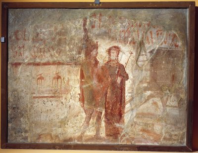 工房の看板と選挙のお知らせ イタリア、ポンペイ 紀元70-79年（フレスコ画 作： Roman