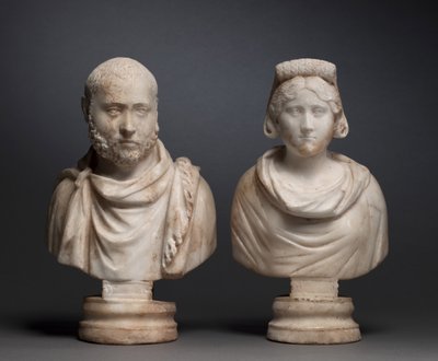 貴族の男性の肖像画の胸像と貴族の女性の肖像画の胸像、280-290 作： Roman Imperial Period