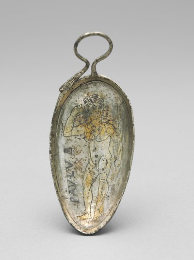 アスリートとしての聖パウロのスプーン、350-400（シルバー、シルバーギルト、ニエロ） 作： Roman Imperial Period