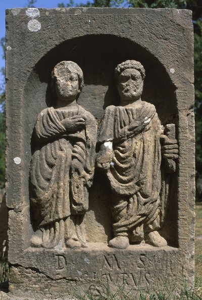 2人の人物のステラ、高帝国時代（紀元前27年-395年） 作： Roman Imperial Period