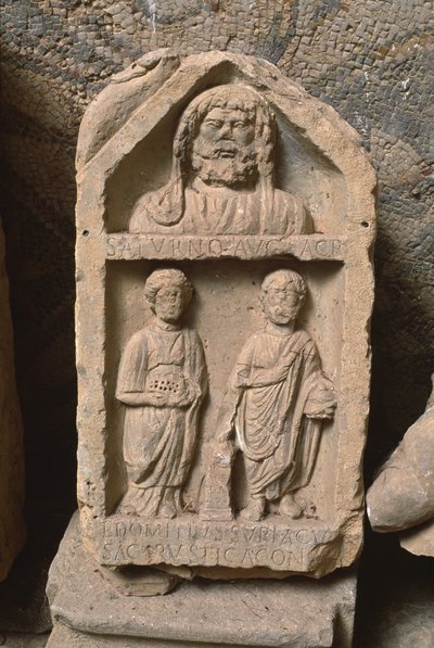 土星、高帝国時代（紀元前27年-紀元前395年）に捧げられた奉納碑文 作： Roman Imperial Period