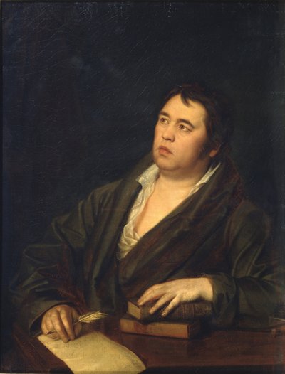 詩人イヴァンA.クリロフの肖像1769-1844、1812 作： Roman Maximovich Volkov