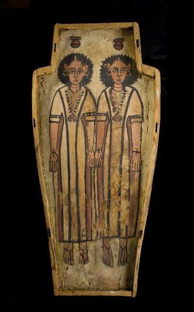 アントロポイド棺底、上エジプト、テーベ、後期ローマ時代、c.175-200 AD（漆喰と塗装された木材 作： Roman Period Egyptian