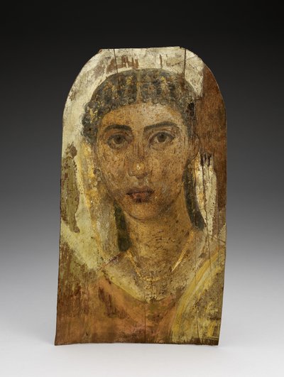若い女性のミイラの肖像 AD 1-100 （木、ワックス、テキスタイルにペイント 作： Roman Period Egyptian