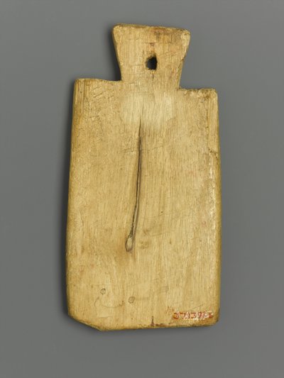 ギリシャ語の碑文が付いたミイラタグ（木と顔料） 作： Roman Period Egyptian