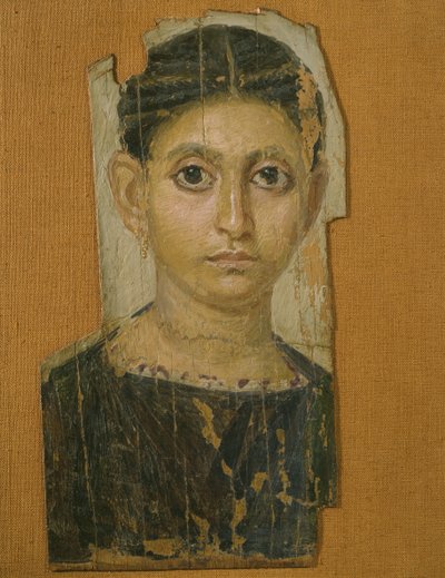 ミイラの女性の肖像画、ファイユーム、紀元3世紀後半（塗られた木の焦性ワックス） 作： Roman Period Egyptian