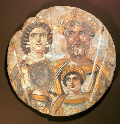 Tondo：セプティミウスセウェルスの家族のパネル、木材の西暦200年頃のテンペラ 作： Roman Period Egyptian