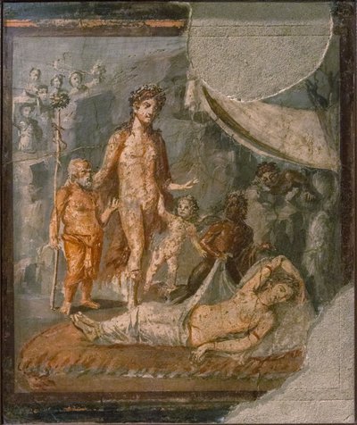 ナクソス島でテセウスに見捨てられたアリアドネ、第 1 H. 第 1 セン。 広告。 作： Roman Pompeian wall painting.