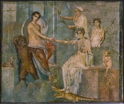 木星とイオ、1stH. 1世紀。 広告。 作： Roman Pompeian wall painting.